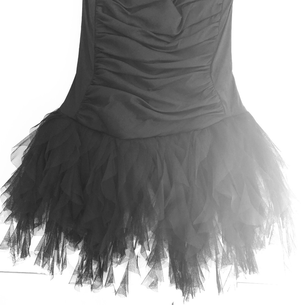 Black and White Strapless Short Dress